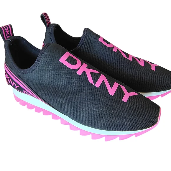 DKNY ABBI Women's Black and Pink Slip-On Sneakers - Picture 2 of 7
